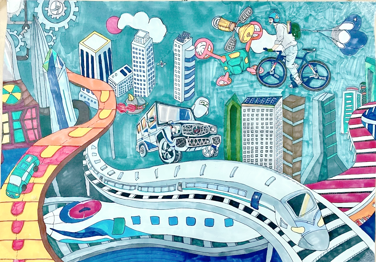 未来交通科幻画作品创意说明(未来的交通科技幻想画)
